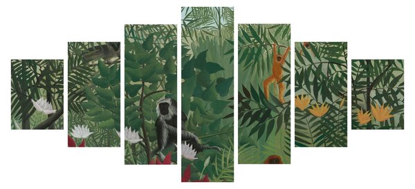 Obraz - Henri Rousseau, Tropical Forest with Monkeys, reprodukce (210x100 cm)