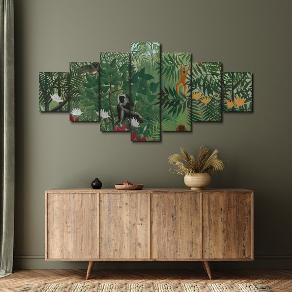 Obraz - Henri Rousseau, Tropical Forest with Monkeys, reprodukce (210x100 cm)