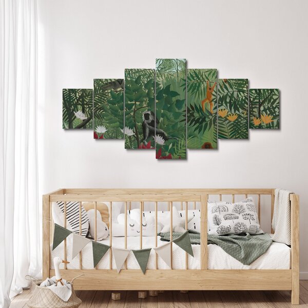 Obraz - Henri Rousseau, Tropical Forest with Monkeys, reprodukce (210x100 cm)