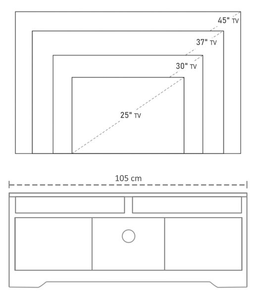 HOMCOM TV Skříňka pro Obývací Pokoj s Velkým Úložným Prostorem, Otevřené Police, Správa Kabelů, Klasický Design 105x40x52 cm Bílá | Aosom