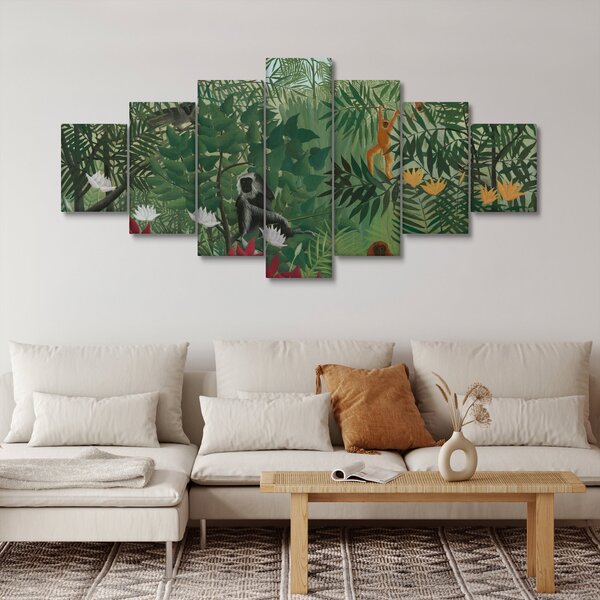 Obraz - Henri Rousseau, Tropical Forest with Monkeys, reprodukce (210x100 cm)