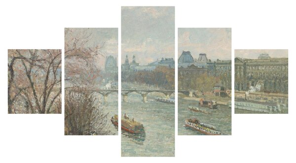 Obraz - Camille Pissarro, The Louvre, Afternoon, Rainy Weather, reprodukce (125x70 cm)