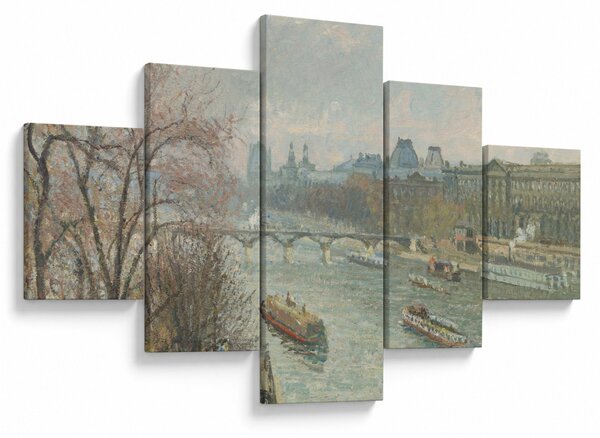 Obraz - Camille Pissarro, The Louvre, Afternoon, Rainy Weather, reprodukce (125x70 cm)