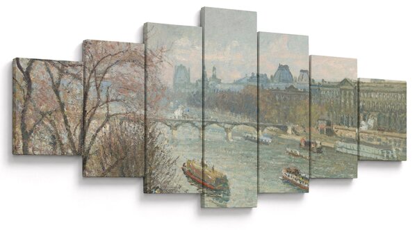 Obraz - Camille Pissarro, The Louvre, Afternoon, Rainy Weather, reprodukce (210x100 cm)