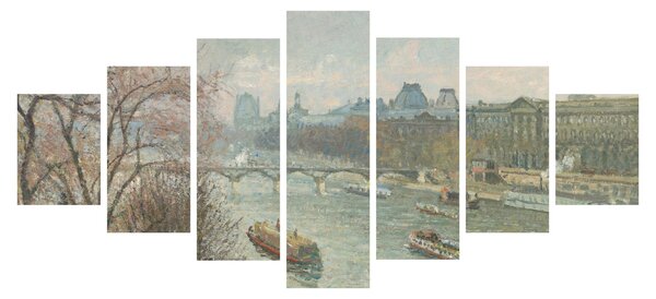 Obraz - Camille Pissarro, The Louvre, Afternoon, Rainy Weather, reprodukce (210x100 cm)