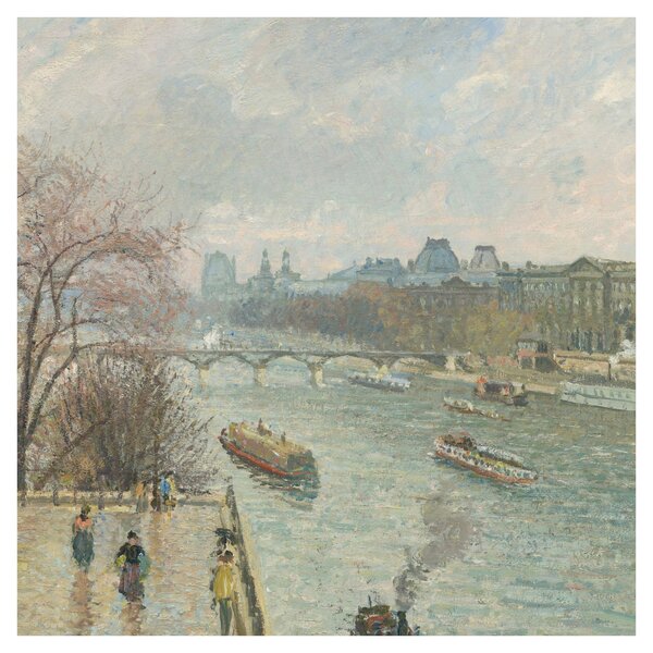 Obraz - Camille Pissarro, The Louvre, Afternoon, Rainy Weather, reprodukce (30x30 cm)