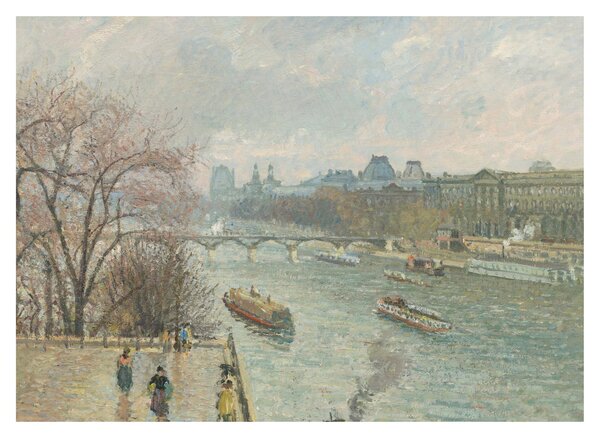 Obraz - Camille Pissarro, The Louvre, Afternoon, Rainy Weather, reprodukce (70x50 cm)