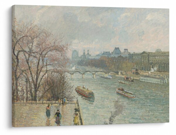Obraz - Camille Pissarro, The Louvre, Afternoon, Rainy Weather, reprodukce (70x50 cm)