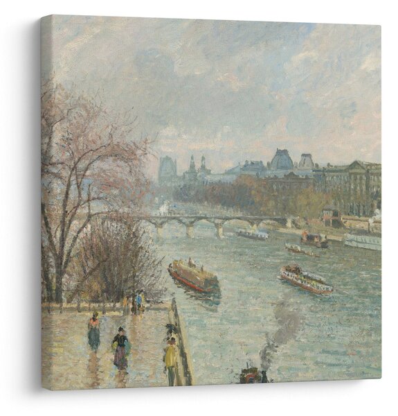 Obraz - Camille Pissarro, The Louvre, Afternoon, Rainy Weather, reprodukce (30x30 cm)