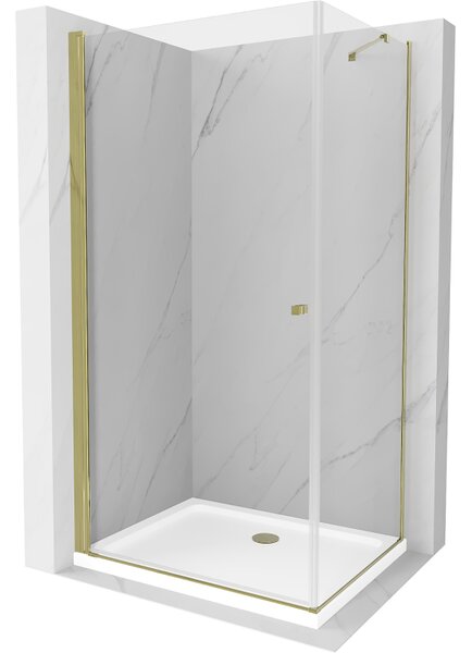 Mexen Pretoria sprchový kout 70 x 80 cm, průhledný, zlatý + plochá sprchová vanička-852-070-080-50-00-4010