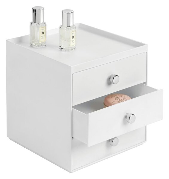 Bílý úložný box s 3 šuplíky InterDesign, výška 18 cm