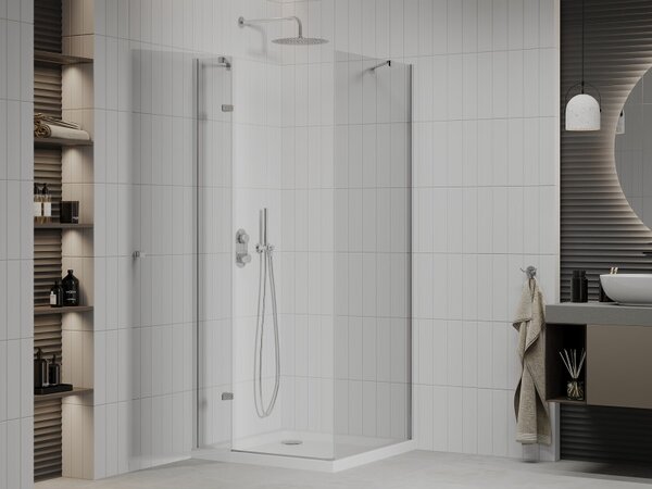 Mexen Roma sprchový kout 70 x 70 cm, 6mm čiré sklo, chromový profil + sprchová vanička Slim, 854-070-070-01-00-4010