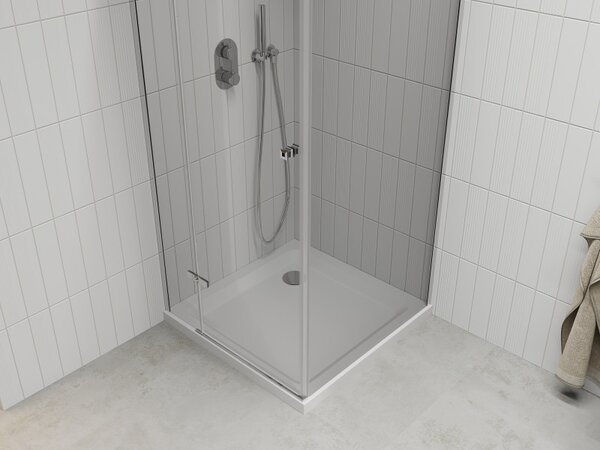 Mexen Roma sprchový kout 70 x 70 cm, 6mm čiré sklo, chromový profil + sprchová vanička Slim, 854-070-070-01-00-4010