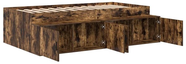 Rám postele se dveřmi Kouřový dub 90 x 200 cm Kompozitní dřevo 3335193