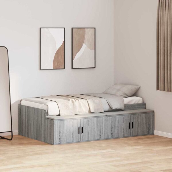 Rám postele se dveřmi Šedá Sonoma 90 x 200 cm Kompozitní dřevo 3335194