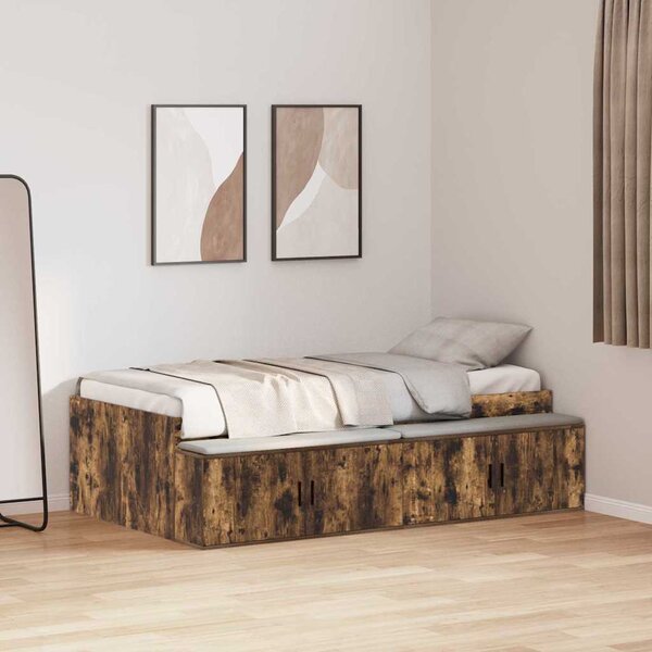 Rám postele se dveřmi Kouřový dub 90 x 200 cm Kompozitní dřevo 3335193