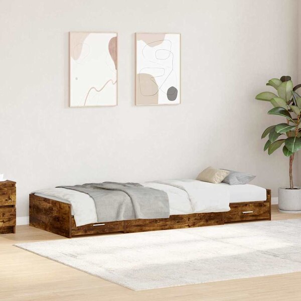 Rám postele s čelo Kouřový dub 75 x 190 cm Kompozitní dřevo 3335257