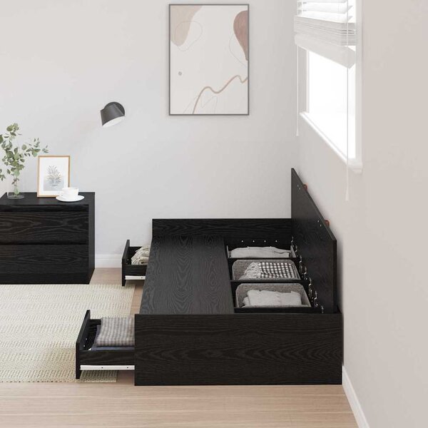Rám postele se zásuvkou Černý dub 75 x 190 cm Kompozitní dřevo 3335254