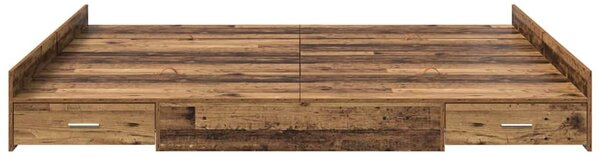 Rám postele s úložným prostorem s čelo Staré dřevo 200 x 200 cm 3335267