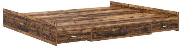 Rám postele s úložným prostorem s čelo Staré dřevo 200 x 200 cm 3335267