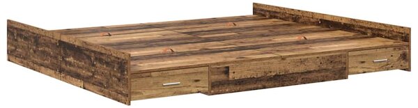 Rám postele s úložným prostorem s čelo Staré dřevo 200 x 200 cm 3335267