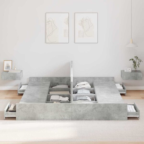 Rám postele s úložným prostorem Betonově šedá 180 x 200 cm 3335272