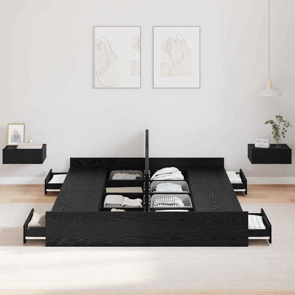 Rám postele s úložným prostorem s čelo Černý dub 140 x 190 cm 3335310