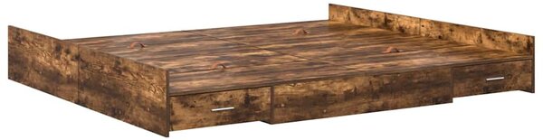 Rám postele s úložným prostorem s čelo Kouřový dub 200 x 200 cm 3335265