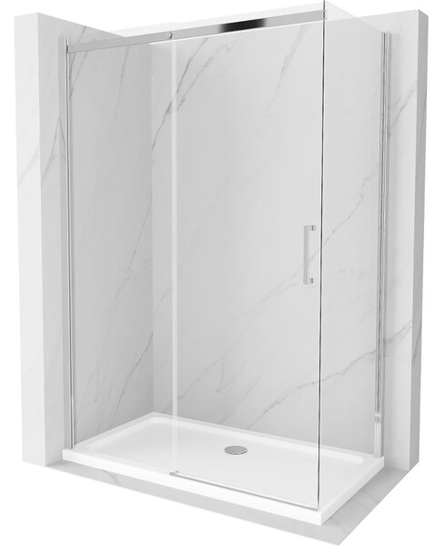 Mexen Omega posuvný sprchový kout 130 x 70 cm, transparentní, chrom + vanička Flat - 825-130-070-01-00-4010