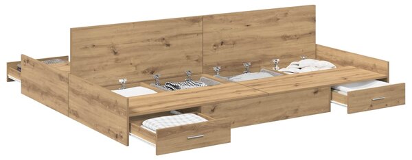Rám postele s úložným prostorem Artisanový dub 140 x 190 cm 3335316