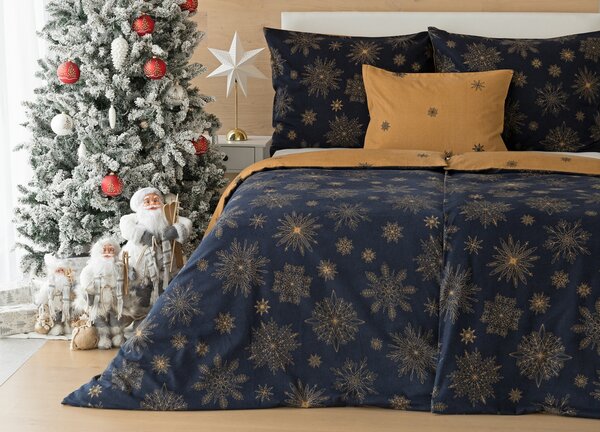 Povlečení Gold Christmas Bavlna deluxe 1x 140/220, 1x 70/90