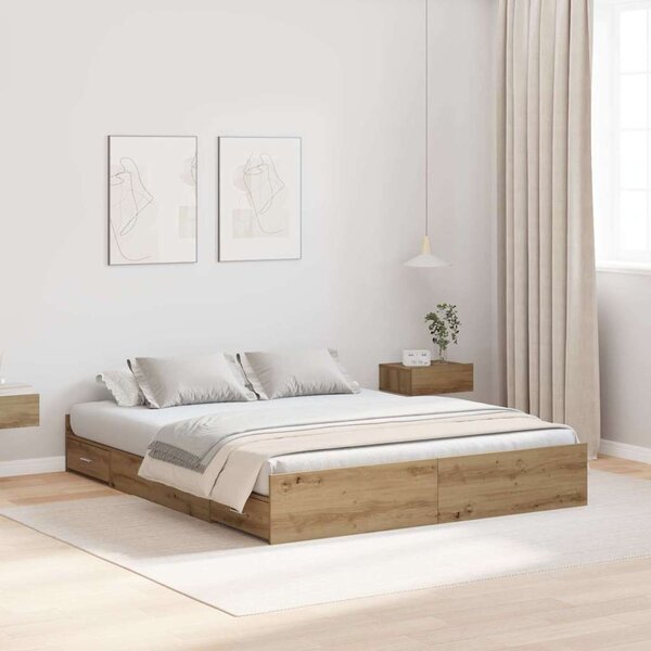 Rám postele s úložným prostorem Artisanový dub 140 x 190 cm 3335316