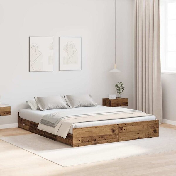 Rám postele s úložným prostorem s čelo Staré dřevo 135 x 190 cm 3335323