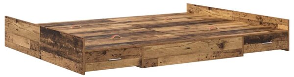 Rám postele s úložným prostorem s čelo Staré dřevo 135 x 190 cm 3335323