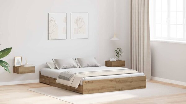 Rám postele s úložným prostorem Artisanový dub 140 x 190 cm 3335316