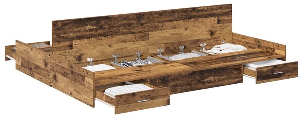 Rám postele s úložným prostorem s čelo Staré dřevo 135 x 190 cm 3335323