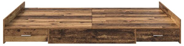Rám postele s úložným prostorem s čelo Staré dřevo 135 x 190 cm 3335323