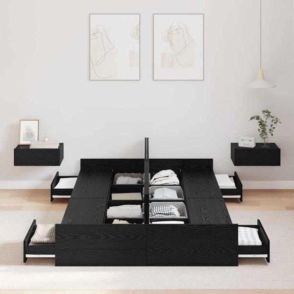 Rám postele s úložným prostorem s čelo Černý dub 120 x 190 cm 3335326