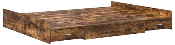 Rám postele s úložným prostorem s čelo Kouřový dub 135 x 190 cm 3335321