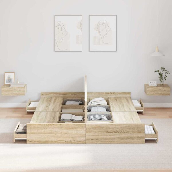 Rám postele s úložným prostorem s čelo Sonoma dub 140 x 190 cm 3335311
