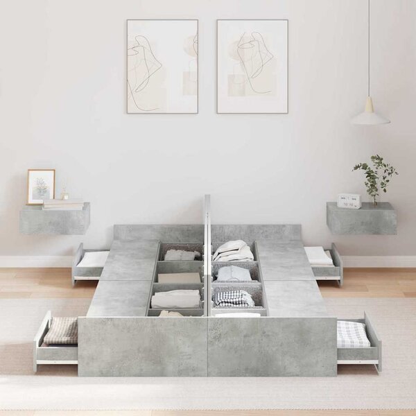 Rám postele s úložným prostorem Betonově šedá 120 x 190 cm 3335328