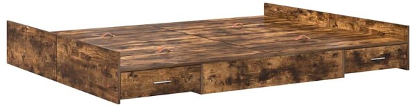 Rám postele s úložným prostorem s čelo Kouřový dub 135 x 190 cm 3335321