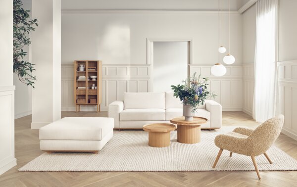 Gest 2,5 sofa, Čalounění NANTES Blue Grey, Podnož Bělený dub Bolia