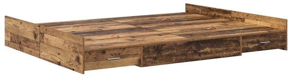 Rám postele s úložným prostorem s čelo Staré dřevo 135 x 190 cm 3335323