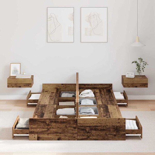 Rám postele s úložným prostorem s čelo Staré dřevo 120 x 190 cm 3335331