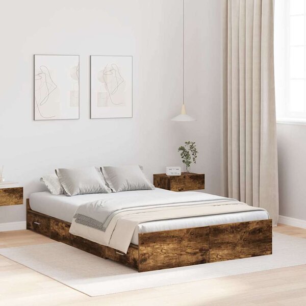 Rám postele s úložným prostorem s čelo Kouřový dub 120 x 190 cm 3335329