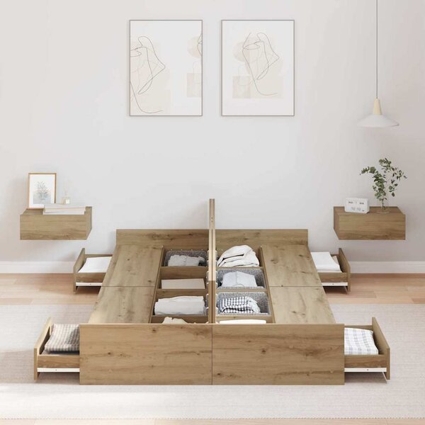 Rám postele s úložným prostorem Artisanový dub 120 x 190 cm 3335332