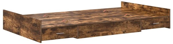 Rám postele s úložným prostorem s čelo Kouřový dub 120 x 190 cm 3335329