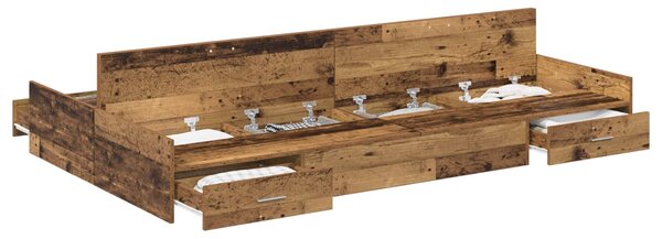 Rám postele s úložným prostorem s čelo Staré dřevo 120 x 190 cm 3335331