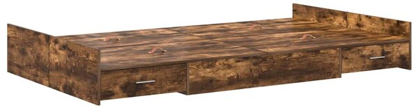 Rám postele s úložným prostorem s čelo Kouřový dub 120 x 190 cm 3335329